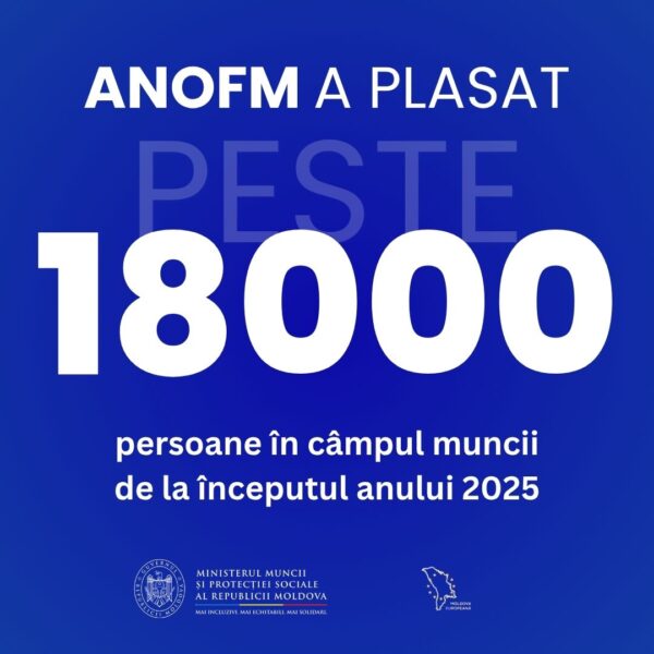 Peste 18 000 de persoane plasate în câmpul muncii de la începutul anului
