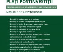 Din 13 octombrie 2025, fermierii pot depune dosarele pentru subvențiile post-investiție
