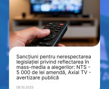 Postul de televiziune „NTS” a fost amendat de CA cu 5 mii lei