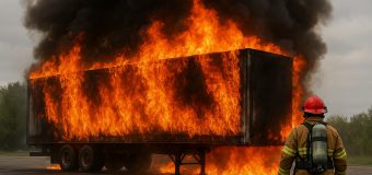 Pompierii au intervenit pentru a lichida flăcările care au cuprins remorca unui TIR la Bălți