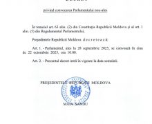 Parlamentul se va convoca în ședință pe 22 octombrie