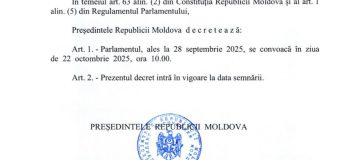 Parlamentul se va convoca în ședință pe 22 octombrie