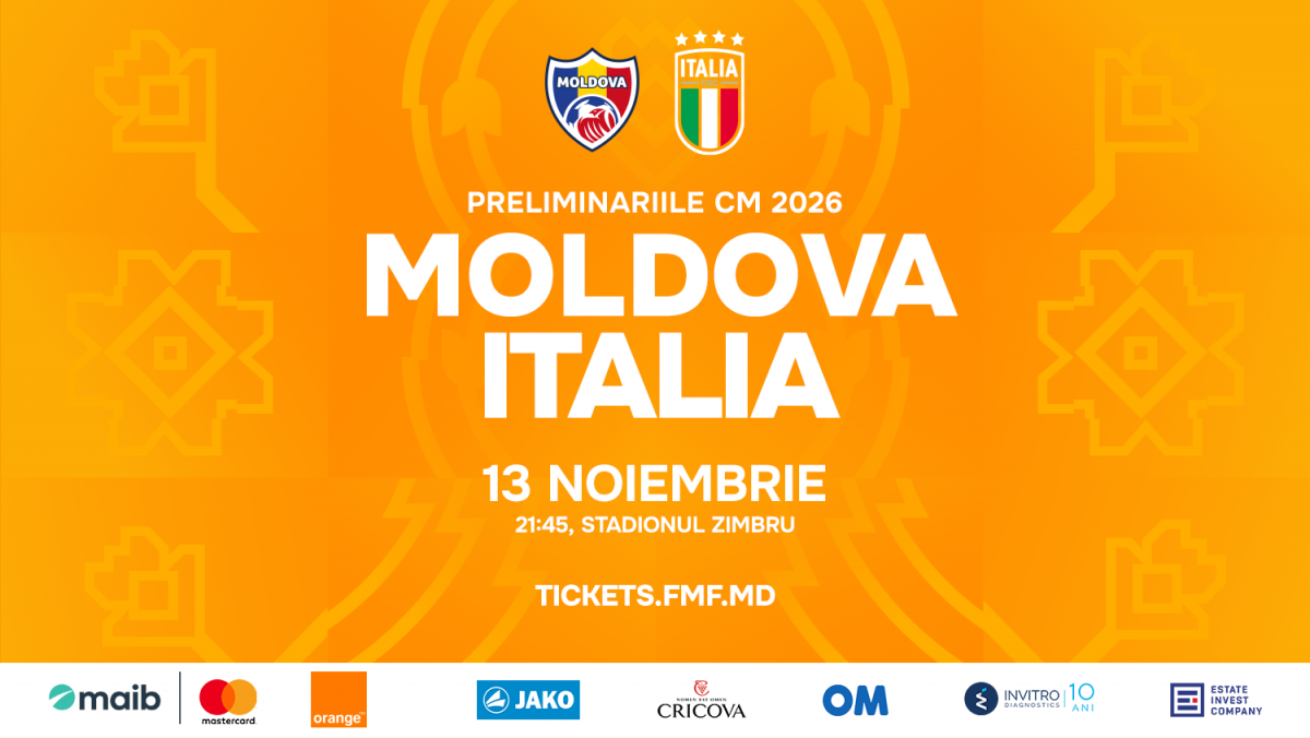 Bilete la meciul Moldova – Italia