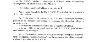 Mâine în Republica Moldova va fi zi de doliu național