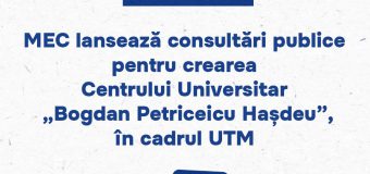 MEC propune spre consultări publice proiectul de hotărâre privind constituirea Centrului Universitar „Bogdan Petriceicu Hașdeu” în cadrul Universității Tehnice a Moldovei