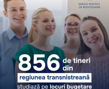 856 de tineri din regiunea transnistreană studiază pe locuri bugetare în instituțiile de învățământ din dreapta Nistrului