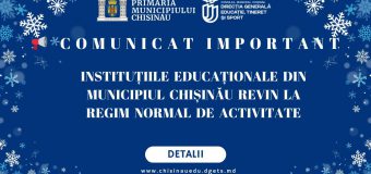 Școlile din Chișinău revin la regim normal de activitate