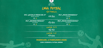 Fotbal în Școli – Liga Futsal, ediția 2025/2026. Turneul final se joacă astăzi, 4 februarie