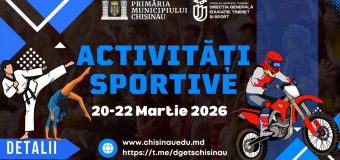 O serie de competiții sportive municipale vor avea loc în perioada 20-22 martie