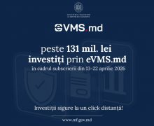 Peste 131 de milioane de lei investiți prin platforma eVMS.md în luna aprilie 2026