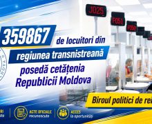 BPR: Circa 360 de mii de locuitori din regiunea transnistreană posedă cetățenia Republicii Moldova