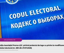 Poziția Asociației Promo-LEX privind proiectul de lege cu privire la modificarea Codului electoral