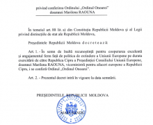 Maia Sandu a conferit „Ordinul Onoarei” viceministrei pentru afaceri europene a Republicii Cipru