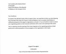 Republica Moldova – invitată să-și prezinte poziția de negociere privind Clusterul 6 – „Relații externe”