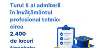 Turul II al admiterii în învățământul profesional tehnic: circa 2.400 de locuri finanțate de stat