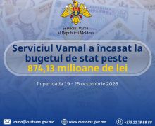 Încasările Serviciului Vamal se ridică la peste 874 mln. lei săptămâna trecută