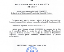 Mihaela Fedoseev – numită șefă a Cabinetului Președintelui Republicii Moldova