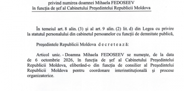 Mihaela Fedoseev – numită șefă a Cabinetului Președintelui Republicii Moldova